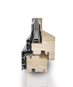 Dettaglio segmento finestre Linear in legno e alluminio | DF Serramenti